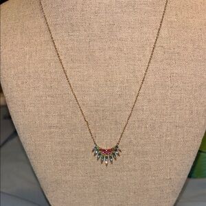Stella & Dot Gold Necklace with Fan Pendant